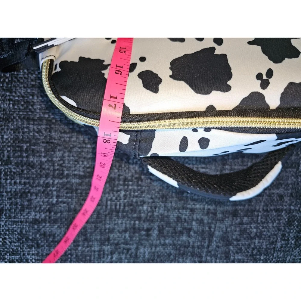 Unbranded Cow Print Travel Backpack Unisex Large Black White 16 in laptop